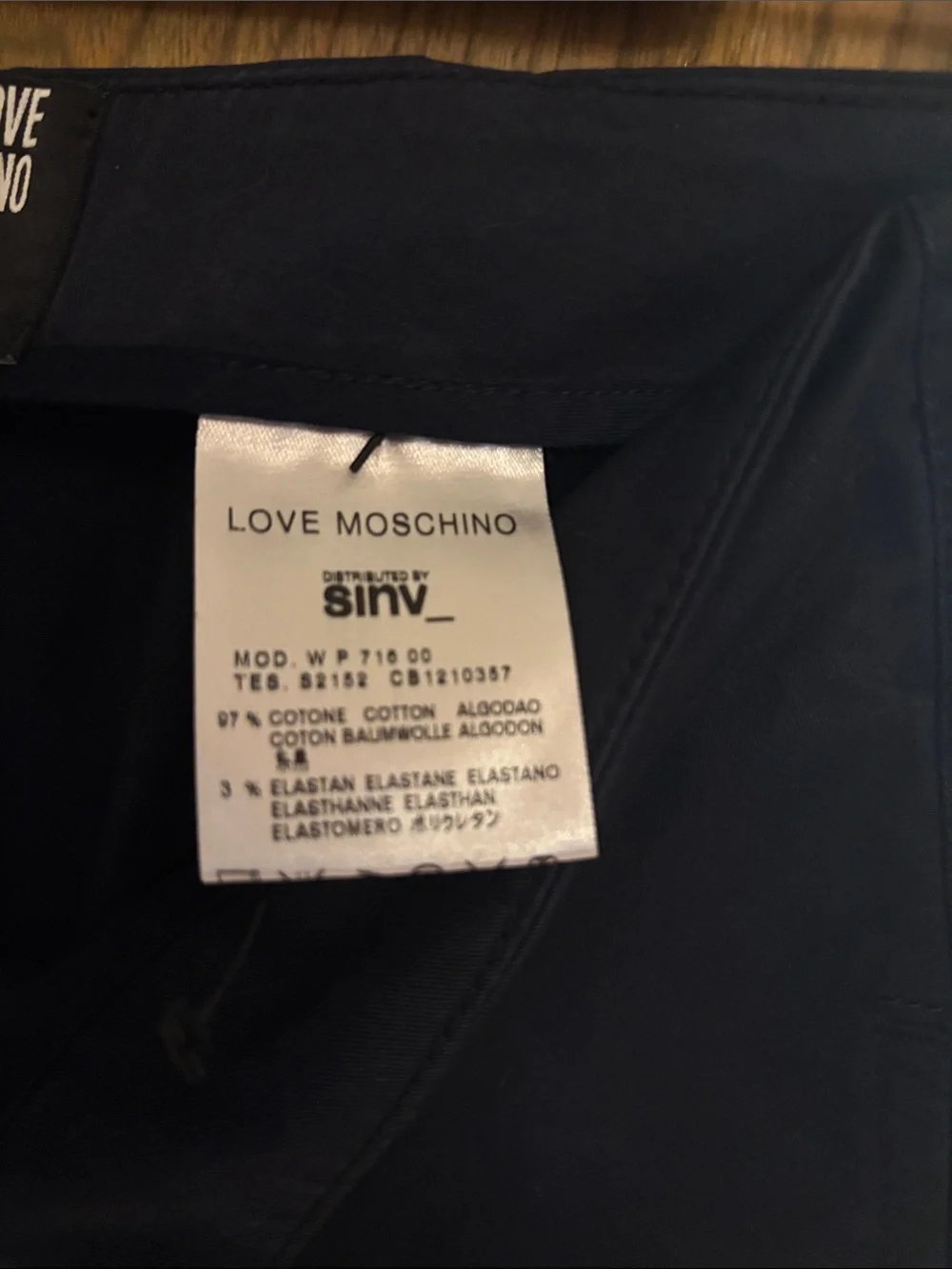 Love Moschino Straight leg ankle  navy blue  cotton pants with Built-In Belt